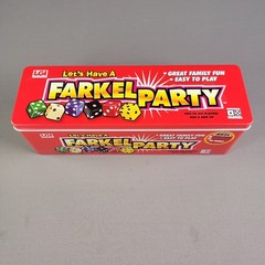 Farkel Party Dice Game Complete w. score cards & instructions original metal box