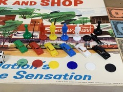 Vintage 1953 1960 Park And Shop Milton Bradley Board Shopping Game 4300 Complete