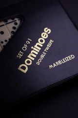 Set Of 91 Marbleized Dominoes Double Twelve Dot Vinyl Carrying Case