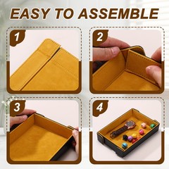 PU Leather Dice Tray, Rectangle Folding Dice Rolling Tray, Glitter Light Purple
