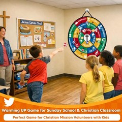 Bible Trivia Dartboard Game for Kids & Family, 280+ Bible Trivial Questions a…