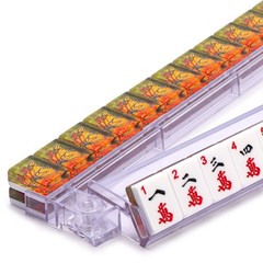 Modern Mahjong Racks with Built-in Pushers – Clear – Set of 4