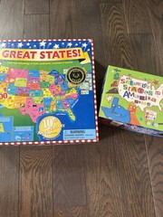 Geography Board Game bundle of 2: Great States & Scrambled States America Game