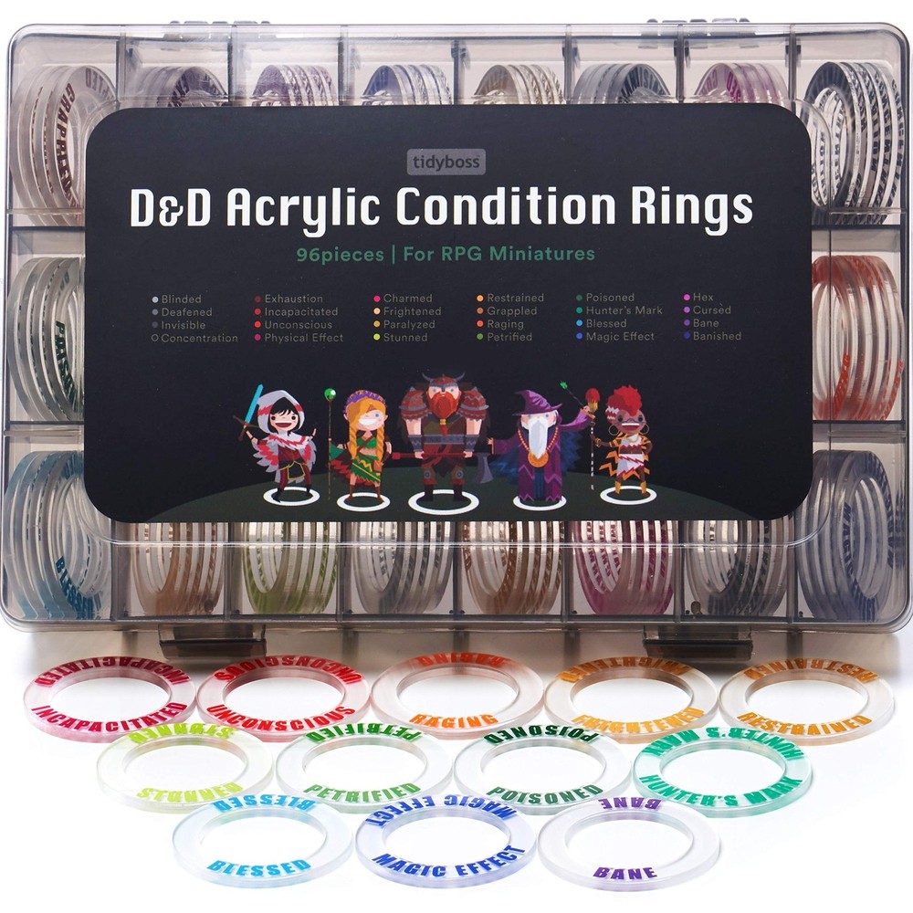 96 PCS Status Effects 1.53 inches (width), 1 inch (inner diameter), Black
