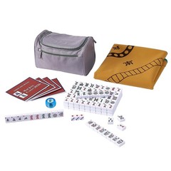 Mahjong Set 166 White Engraved Tiles 1.2″ with Carrying Bag, Mat, Dice & Manual