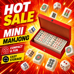 Compact Mini Mahjong Set 144 Tiles 2 Dice Red Case Portable Travel Game Gift Box