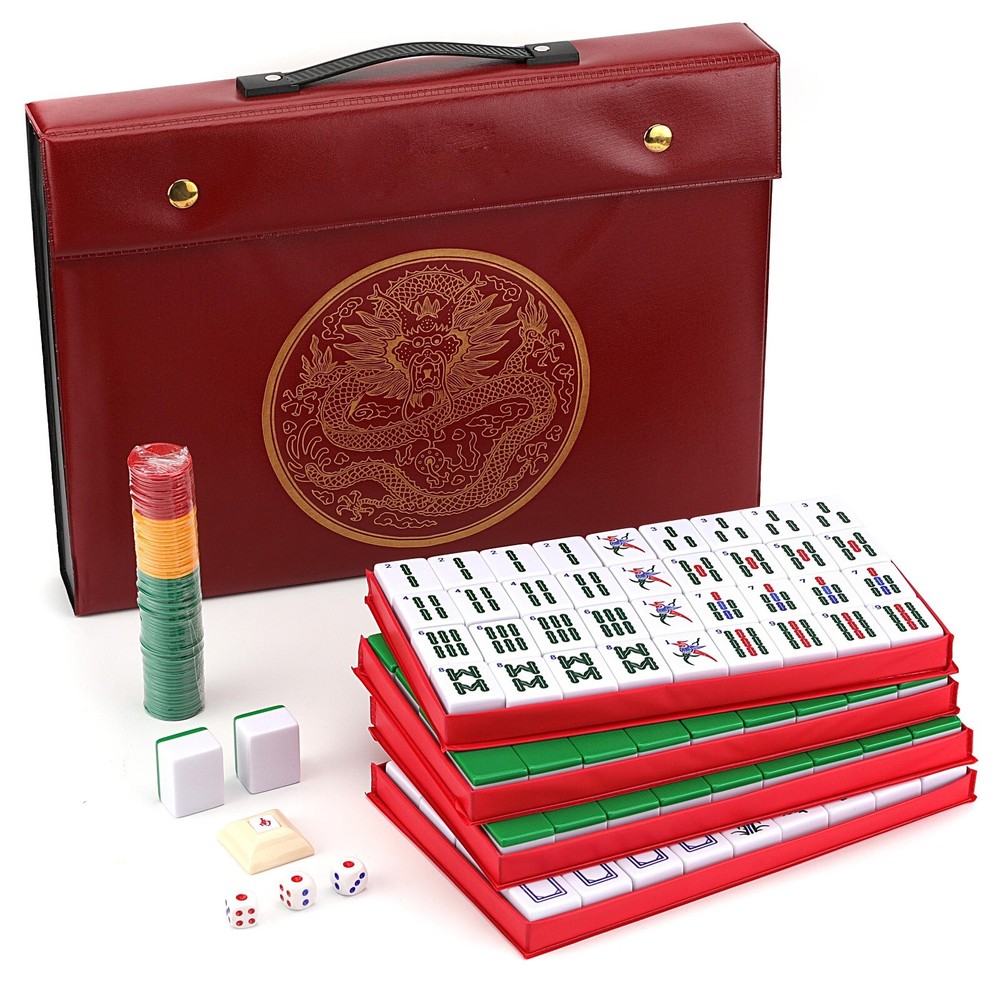Chinese Mahjong Set X-Large 144 Numbered 1.5″ Tiles Majiang Mah-Jongg in Case