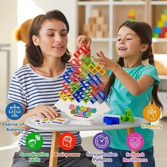 Tetra Tower Balance Game – 48PCS 3D Stacking Puzzle Blocks Educational STEM Toy