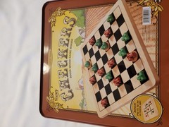 Fundex Games Double-Sided Solid Wood Checkers/Tic Tac Toe Board Game 3+ 2007