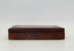 Antique complete Miniature Domino Set in Wood Portable Box Rich Patina