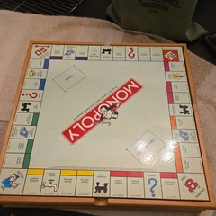 Vintage Monopoly Clue +6 Classic Games Wood Cabinet Used 2004 Chess checker etc