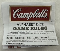 2011 Campbell’s Alphabet Dice Game by TDC Games Complete Great Cond FREE SHIP