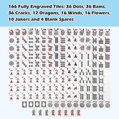 American Mahjong Tile Set with 166 Tiles, 1.2-Inch Mah Jongg Sets, Mahjong Gift