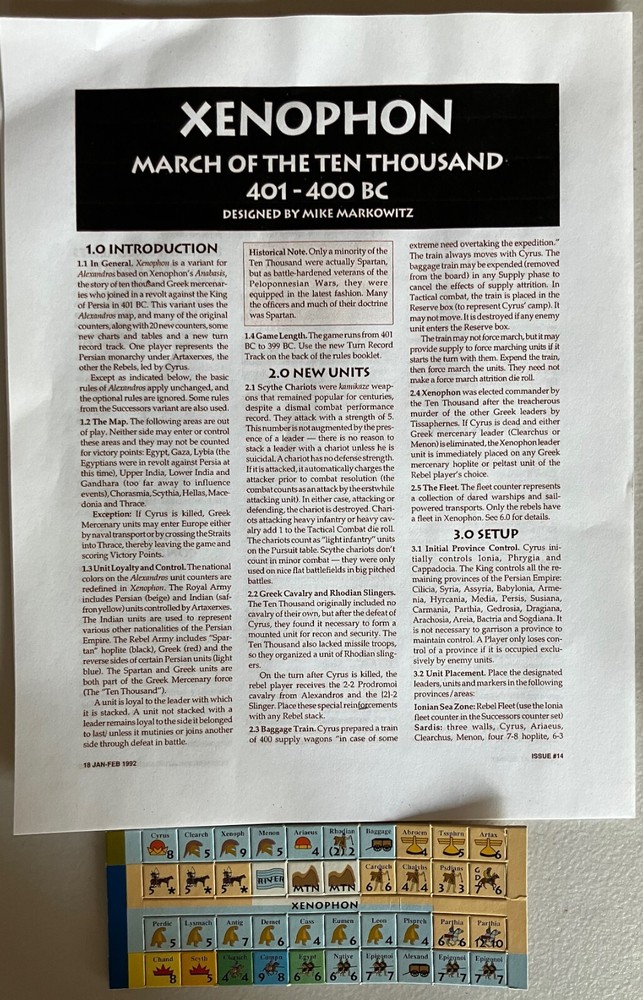 Xenophon: March of the Ten Thousand 401-400 BC variant for Alexandros UNPUNCHED