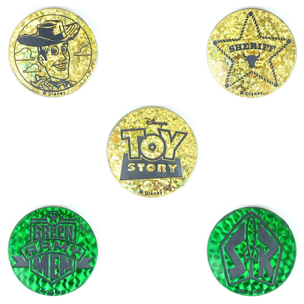 Lot of 5 Authentic POG Brand Disney Toy Story Plastic POG Kini Slammer WPF 1990s