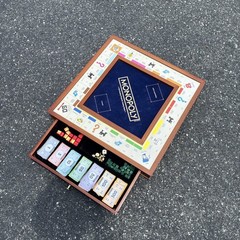 HUGE Monopoly Luxury Edition Blue Board Game Collectible Wood – PARTS MISSING !