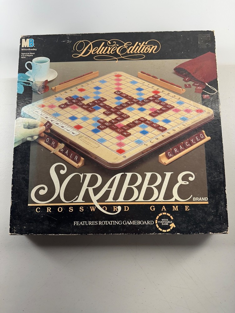 1989 Scrabble Deluxe Edition 100% COMPLETE Rotating Turntable Board Game