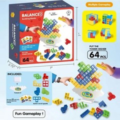 Multicolor Educational Stacking Tower – 64 Pcs Party Game for All Ages