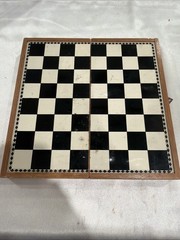 Vintage Miniature Checkers & Chess Game 10 X 10 in TRAVEL CASE Made in JAPAN