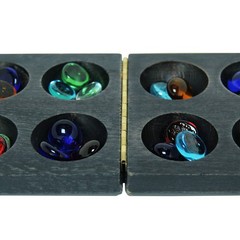 WE Games Folding Mancala – Solid Wood Board & Glass Stones