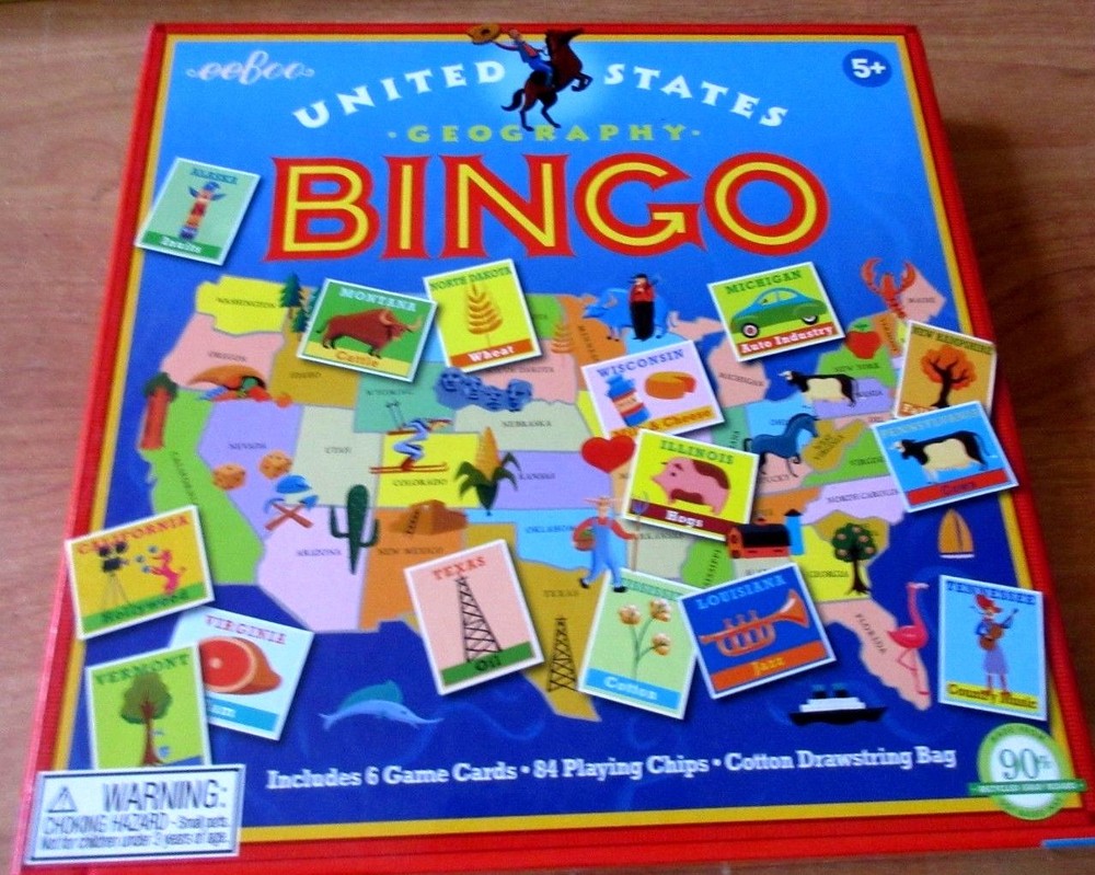 eeBoo United States Map US Geography Bingo Ages 5 Up Educational Game