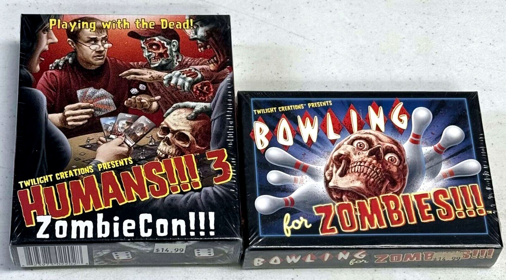 Twilight Creations Zombies!!! Lot C – Humans!!! 3 & Bowling for Zombies, SEALED!
