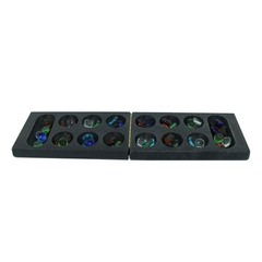 WE Games Folding Mancala – Solid Wood Board & Glass Stones