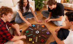20″ Wood Wahoo Marble Board Game, 4-6 Players, 2-Sided, Rustic Brown