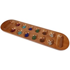 WE Games Solid Wood Mancala Board Game with Walnut Stain – 22 in.