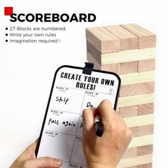 Giant Tower Stacking Game 4 Ft Tall – 54 Blocks, Carry Bag, Scoreboard Included