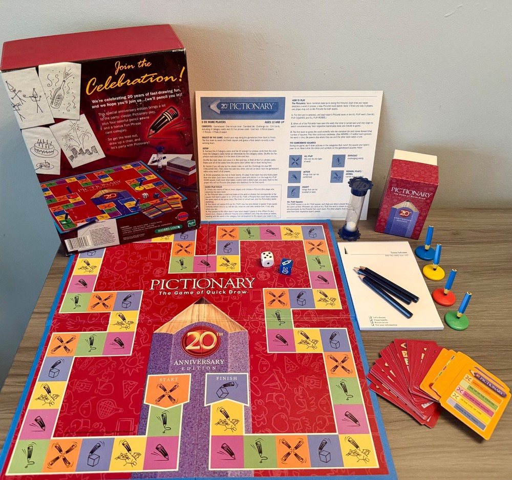 Pictionary 20th Anniversary Edition Board Game Family Hasbro – 100% Complete