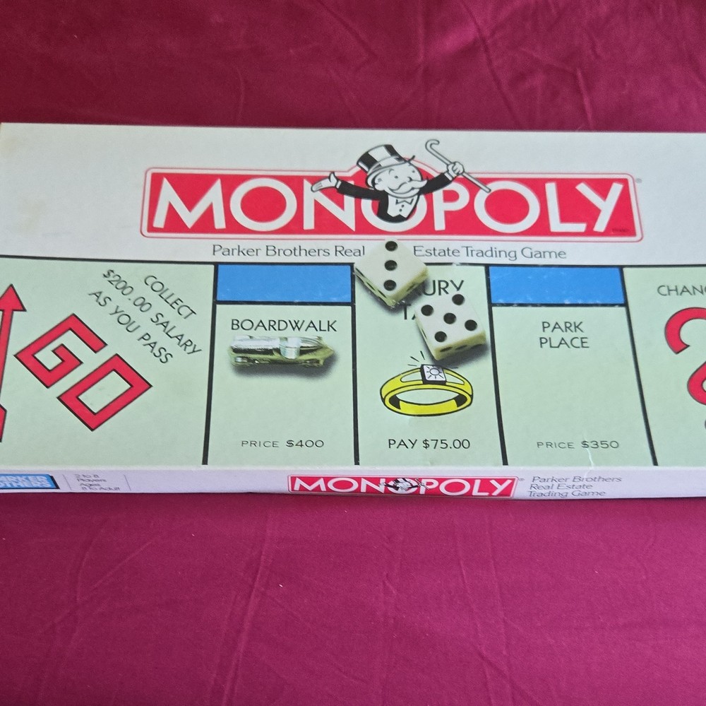 Parker Brothers Monopoly Board Game, Real Estate Trading, Complete, Dice