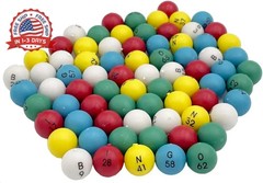 Plastic Bingo Balls 3/5 Inch Multicolored 75 Count for Bingo Nights