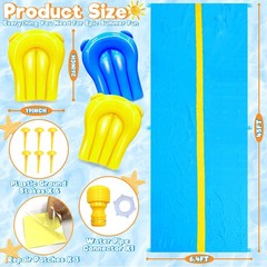 Water Slide 45Ft Double Lane Heavy Duty Yellow Sprinkler Bodyboards iGeeKid