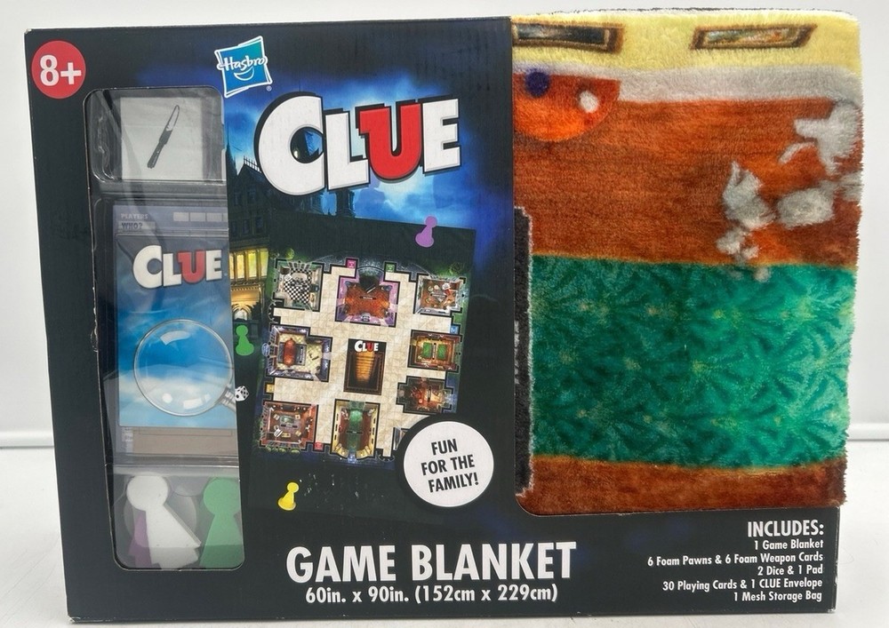 NEW SEALED Clue Game Blanket 60” X 90” 2025 by Hasbro FAMILY FUN FREE SHIPPING