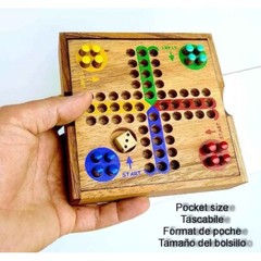 Wooden Ludo Pachisi Strategy Fun Traditional Travel Board Game 14x14cm 6х6″