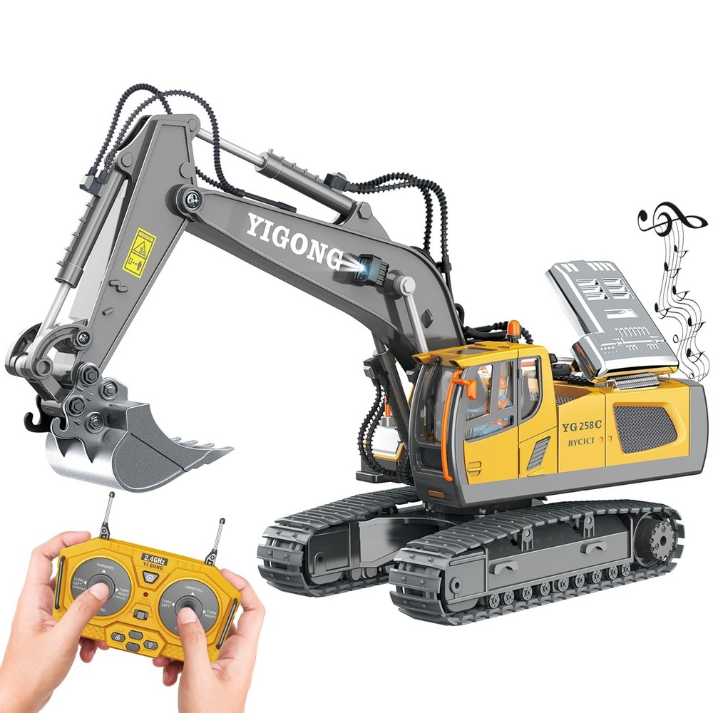Remote Control Excavator Toy for Boys 4-7, RC Excavator 680-degree Turns with…