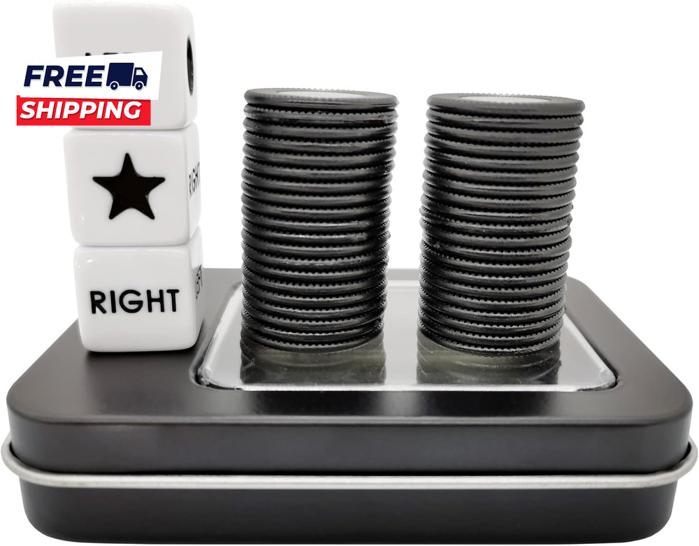 Left Right Center Dice Game Prime Set with 3 Dices + 40 Chips Left on Product