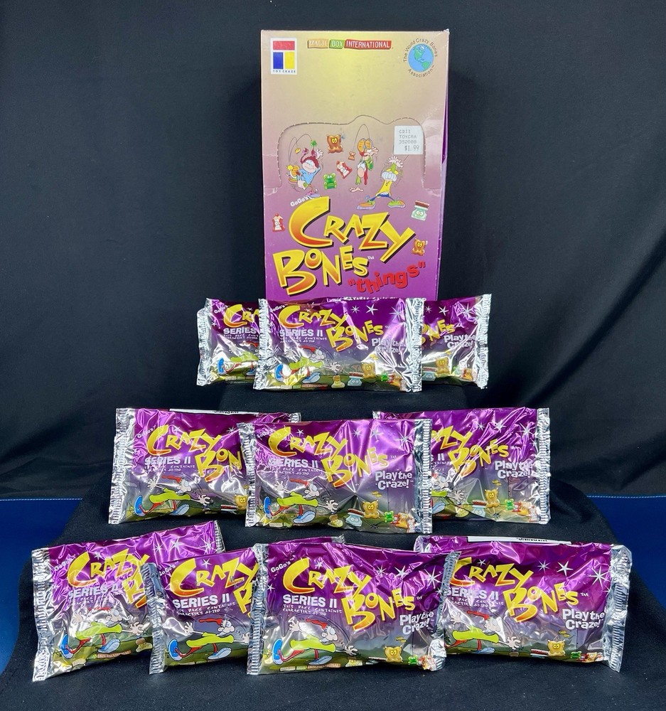 10 Sealed Packs GoGo’s Crazy Bones Things & Empty Display Box