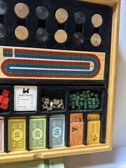 Deluxe Solid Wood Cabinet Monopoly + Clue + 6 Classic Games Chess Checkers Cards
