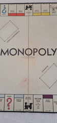 1937 Vintage Monopoly Black Box & Board with Metal Tokens Wood Houses & Hotels
