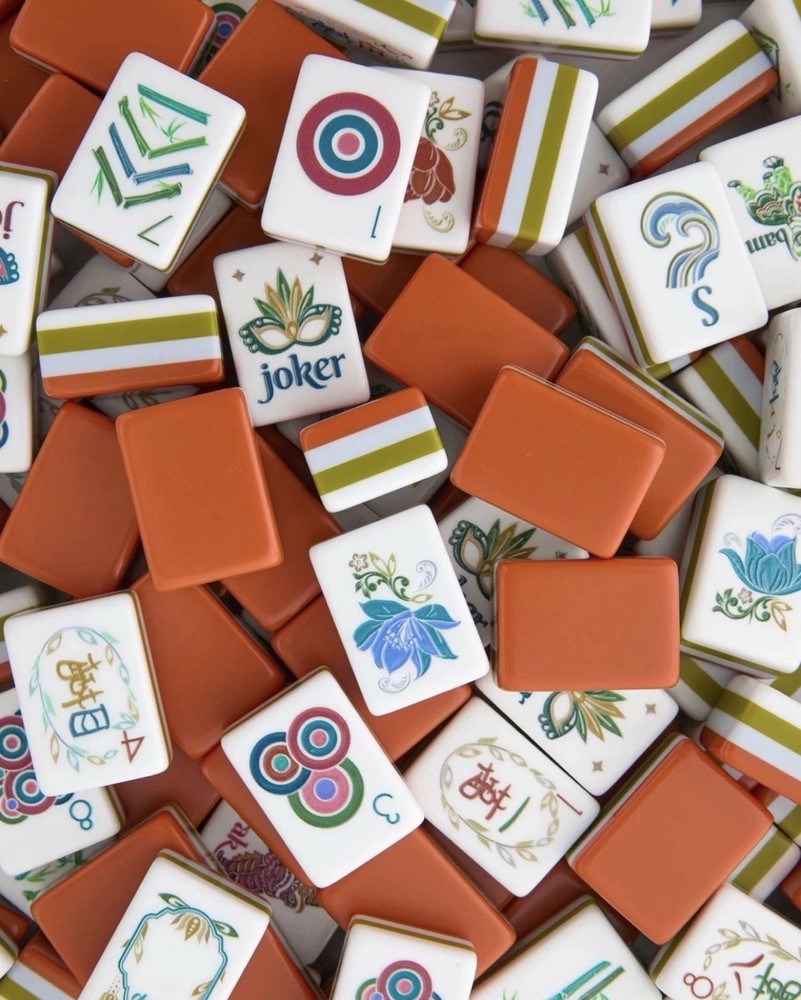 DARK ORANGE 4 Layer Acrylic Mahjong Tiles Full American Set 160 Tiles US SELLER!