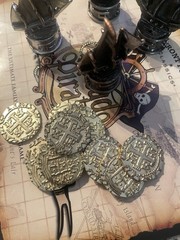 Dread Pirate Game Wood Treasure Chest Metal Coins 100% 2nd Ed 2005 Complete