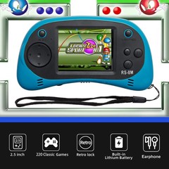 Handheld Game Player 16 Bit 220 HD Video Games 2.5 Inch Blue Headphones Age 3-10