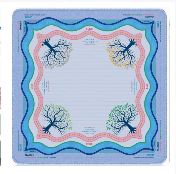 Mahjong Mat, 31.5×31.5 Inches Mahjong mat for Table, Anti-Slip blue tree