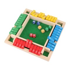 Wooden Dice Board Game Shut The Box for 4 Players Flaps & Dices Game Parent-chi