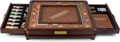 Monopoly Luxury Edition by WS Game Company, Burl Wood Cabinet with Gold Foil Sta