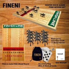 Elegant Pine Wood Horse Racing Game, Metal Miniatures, Family Board Game
