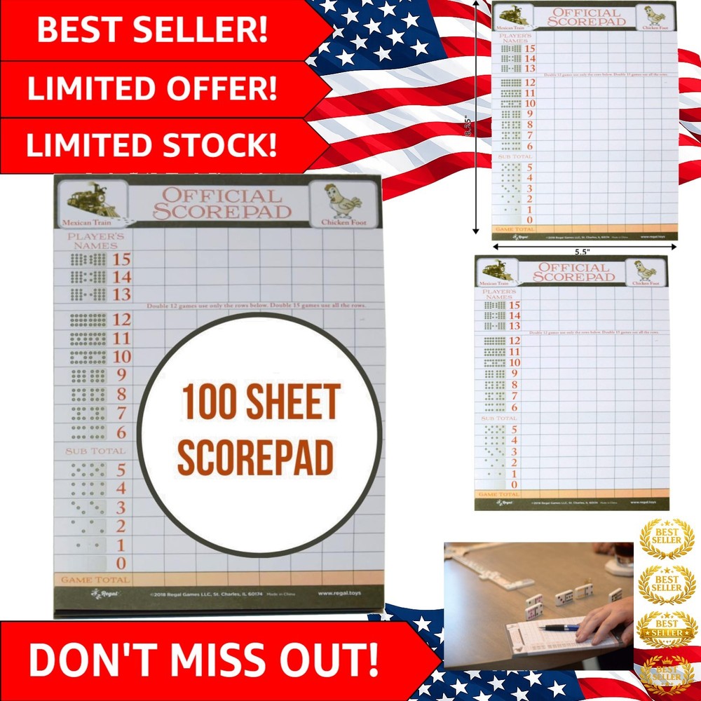 Compact 8.25″ x 5.5″ Scoring Sheets for Mexican Train & Chicken Foot Dominoes