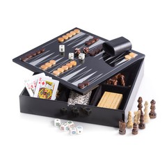 Bey-Berk Lacquered Wood Multi Game Set Includes Chess and Backgammon Wooded Game